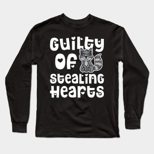 Guilty Of Stealing Hearts Valentines Day Raccoon Cute Funny T-Shirt Long Sleeve T-Shirt